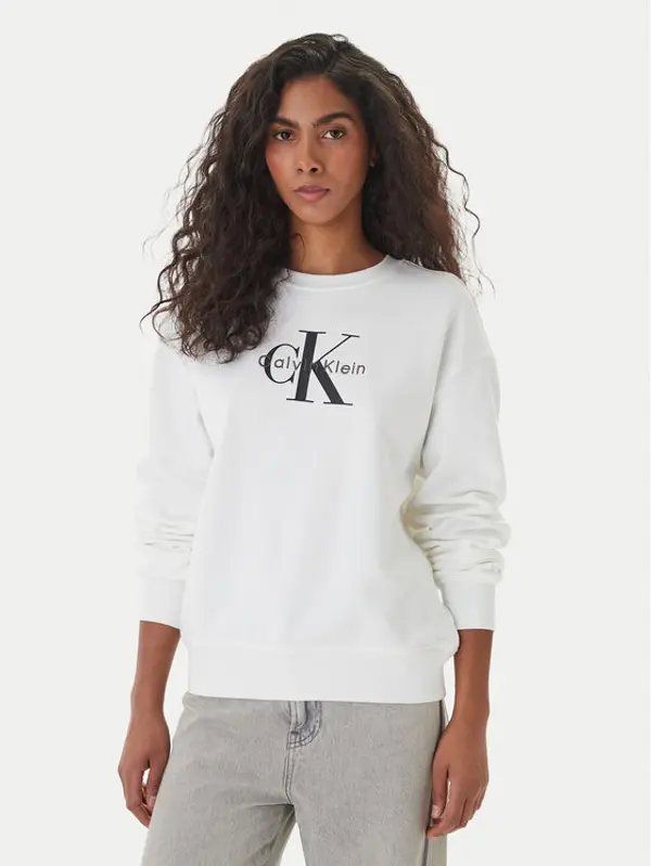 Calvin Klein Calvin Klein Majica dugih rukava Monologo LV047B234G Bijela Relaxed Fit