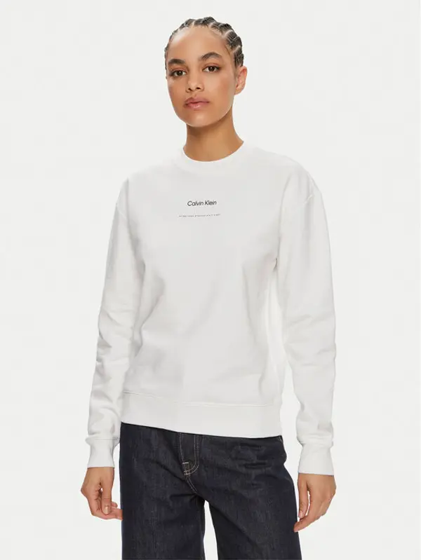 Calvin Klein Calvin Klein Majica dugih rukava Multi Logo K20K207216 Bijela Regular Fit