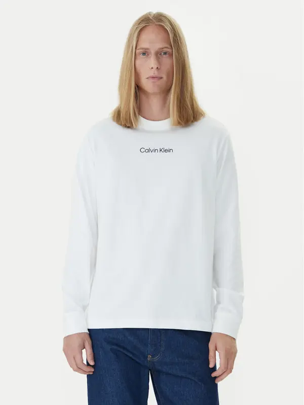 Calvin Klein Calvin Klein Majica dugih rukava Standard Logo LV04LD232G Bijela Relaxed Fit