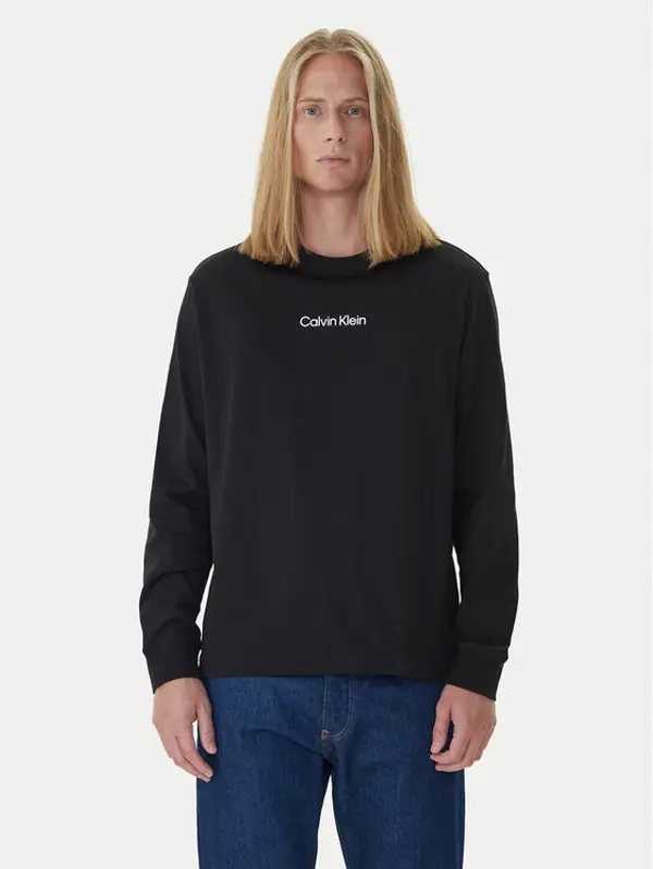 Calvin Klein Calvin Klein Majica dugih rukava Standard Logo LV04LD232G Crna Relaxed Fit