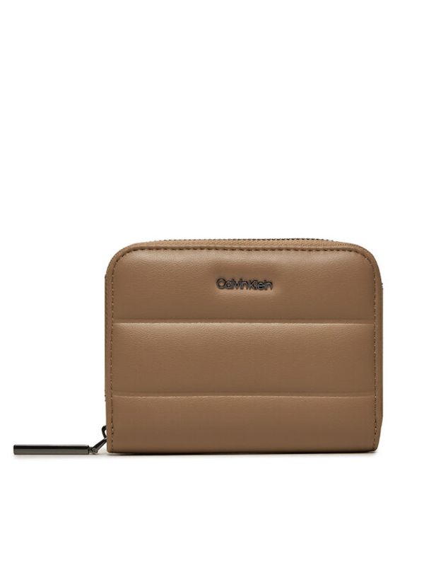 Calvin Klein Calvin Klein Mali ženski novčanik Line Quilt Medium Zip Around K60K612201 Smeđa