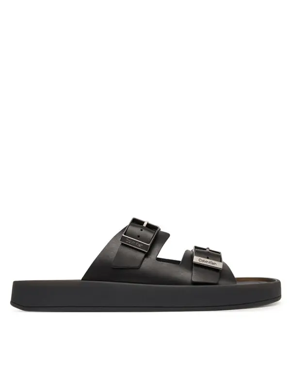 Calvin Klein Calvin Klein Natikače Ergon Double Bar Sandal Lth HM0HM02097 Crna