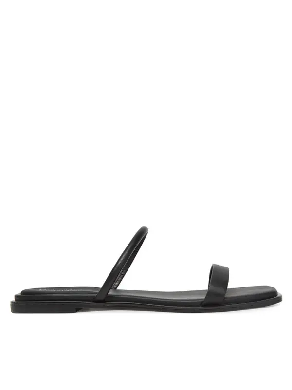 Calvin Klein Calvin Klein Natikače Flat Sandal Squared 2-Bar Lth HW0HW02532 Crna