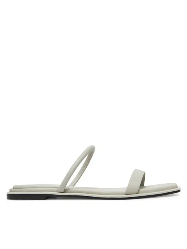 Calvin Klein Calvin Klein Natikače Flat Sandal Squared 2-Bar Lth HW0HW02532 Écru