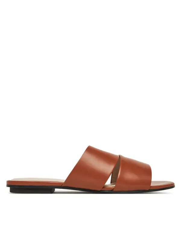 Calvin Klein Calvin Klein Natikače Flat Slide - Lth 2 Straps HW0HW02365 Smeđa