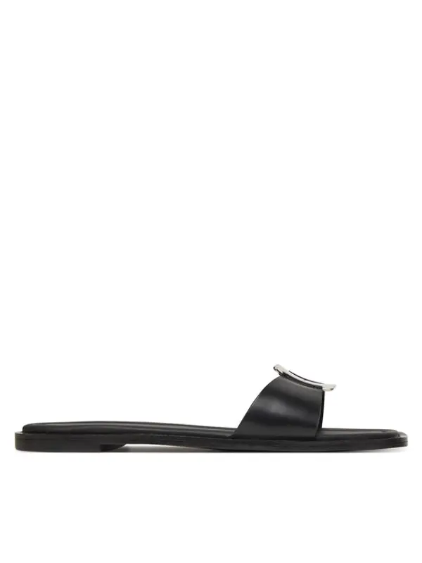 Calvin Klein Calvin Klein Natikače Flat Slide W/Ck Hw Big - Lth HW0HW02482 Crna