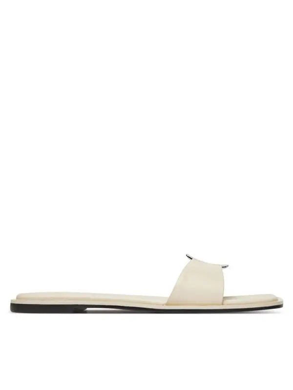 Calvin Klein Calvin Klein Natikače Flat Slide W/Ck Hw Big - Lth HW0HW02482 Écru