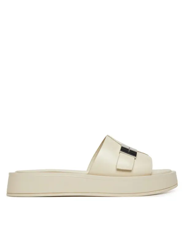 Calvin Klein Calvin Klein Natikače Flatform Slide W/Ck Hw - Lth HW0HW02368 Écru