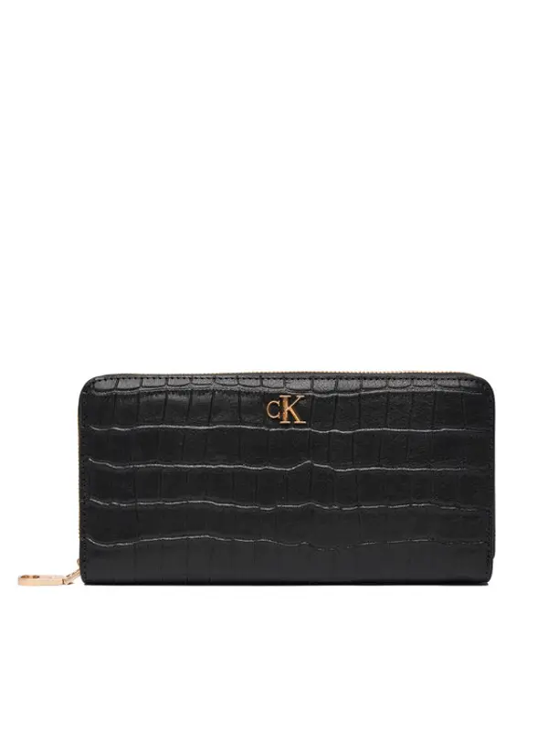 Calvin Klein Calvin Klein Novčanik Ck Croc Long Zip Around LV04F1096G Crna