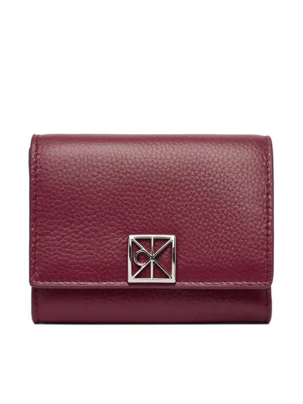 Calvin Klein Calvin Klein Novčanik Emblem Hw Pebble Trifold W/Zip LV04F1128G Tamnocrvena