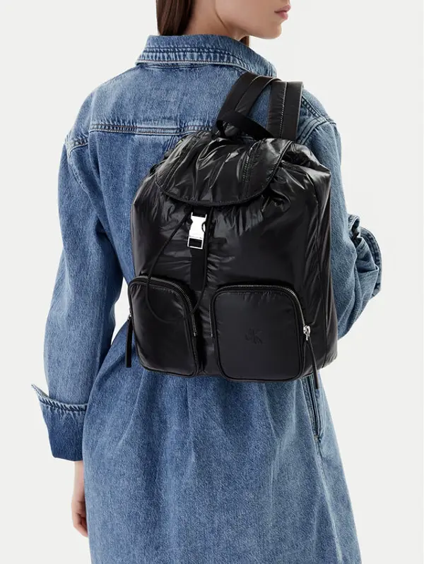Calvin Klein Calvin Klein Ruksak Pocket Nylon Flap Backpack LV04F3406G Crna
