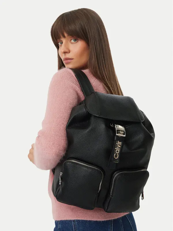 Calvin Klein Calvin Klein Ruksak Weebbing Strap Flap Backpack LV04F3645G Crna
