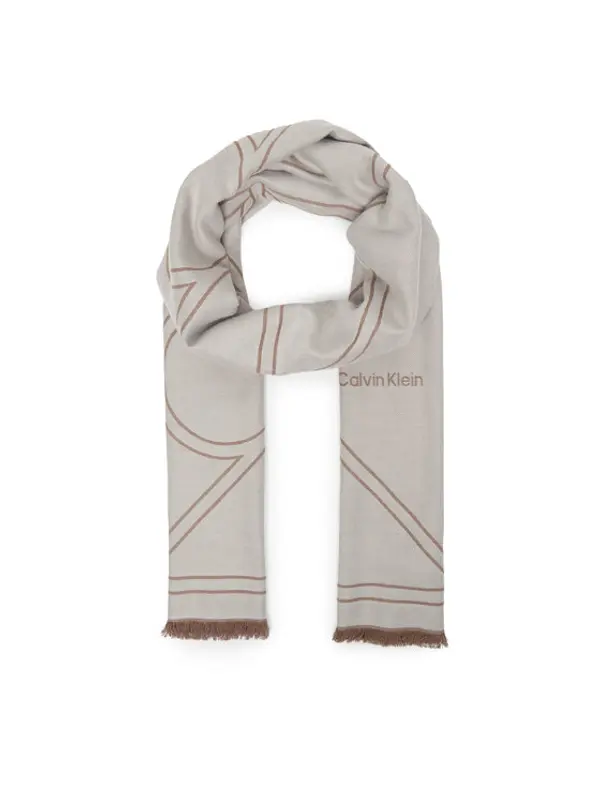 Calvin Klein Calvin Klein Šal Emblem Repeat Lw Shawl W Fringes LV04F8074G Bijela