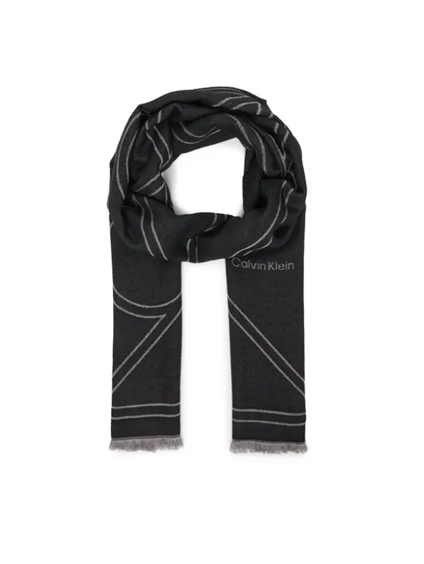 Calvin Klein Calvin Klein Šal Emblem Repeat Lw Shawl W Fringes LV04F8074G Crna