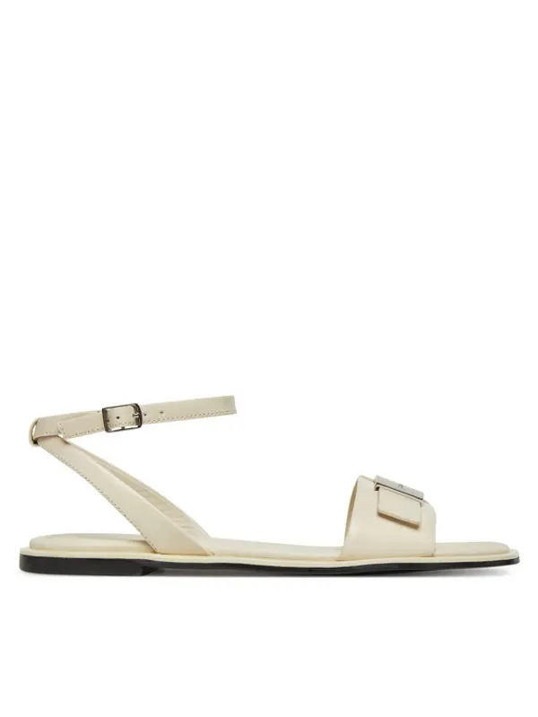 Calvin Klein Calvin Klein Sandale Flat Sandal W/Ck Hw - Lth HW0HW02367 Écru