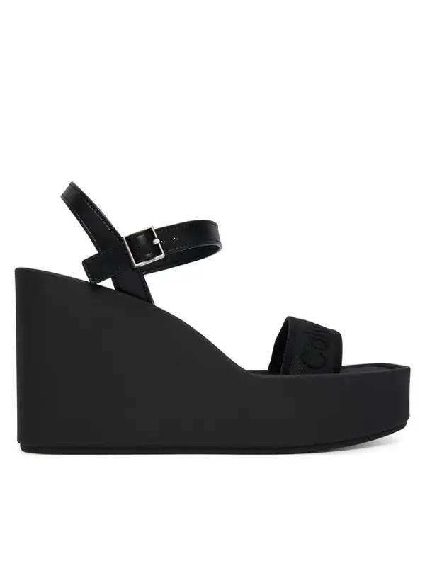 Calvin Klein Calvin Klein Sandale Wedge 70 Sndl Webbing Lth HW0HW02882 Crna