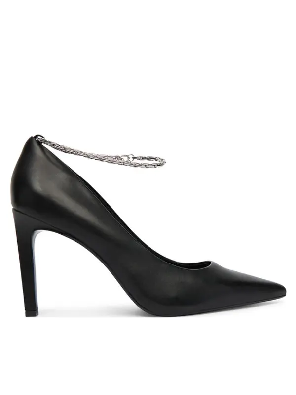 Calvin Klein Calvin Klein Štikle Ess Stiletto Hdw Chain Lth 90 HW0HW02718 Crna