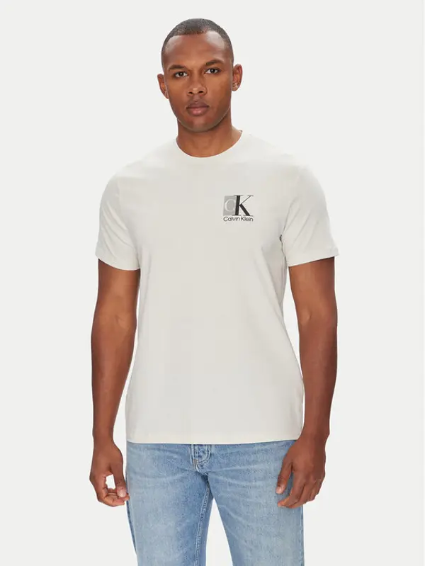 Calvin Klein Calvin Klein T-shirt Abstract Graphic LV04RC853G Écru Regular Fit