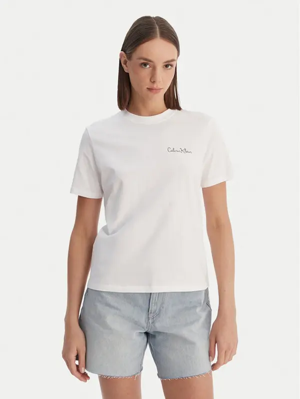 Calvin Klein Calvin Klein T-shirt Calvin Klein-Lv047E809G Yaa LV047E809G Bijela Classic Fit