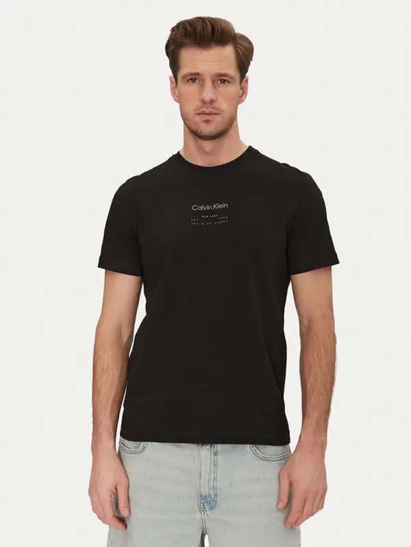 Calvin Klein Calvin Klein T-shirt Editorial Logo K10K114172 Crna Regular Fit