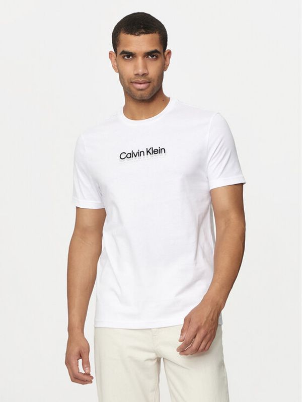 Calvin Klein Calvin Klein T-shirt Flock Logo K10K113118 Bijela Regular Fit
