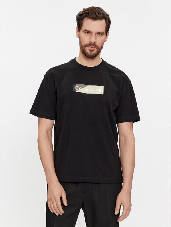 Calvin Klein Calvin Klein T-shirt Layered Gel Logo K10K111845 Crna Regular Fit