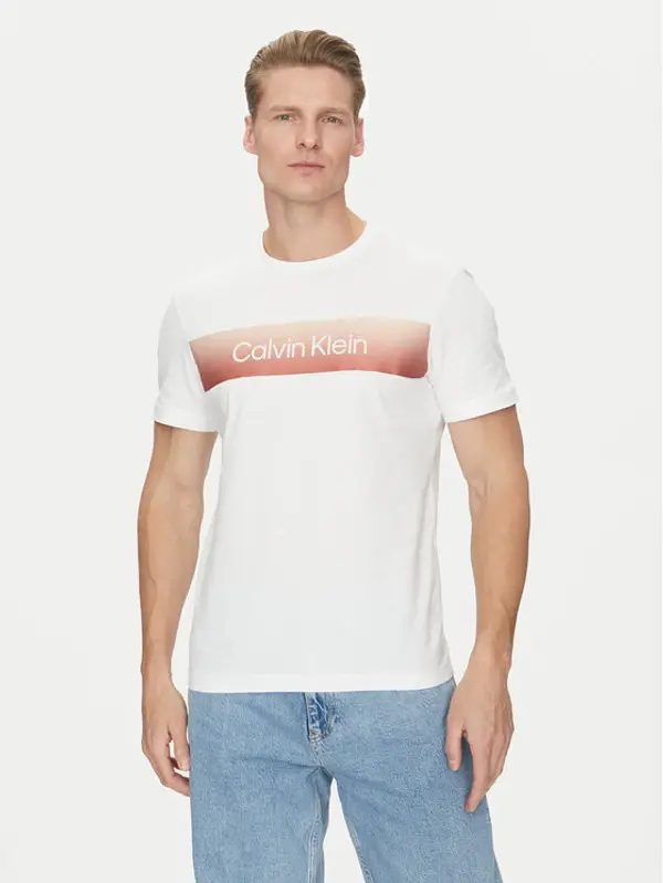 Calvin Klein Calvin Klein T-shirt Linear Ombre K10K114163 Bijela Regular Fit