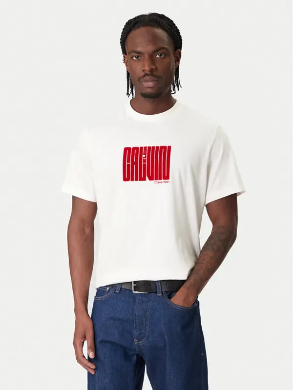 Calvin Klein Calvin Klein T-shirt Maze Graphic LV04RE832G Bijela Regular Fit