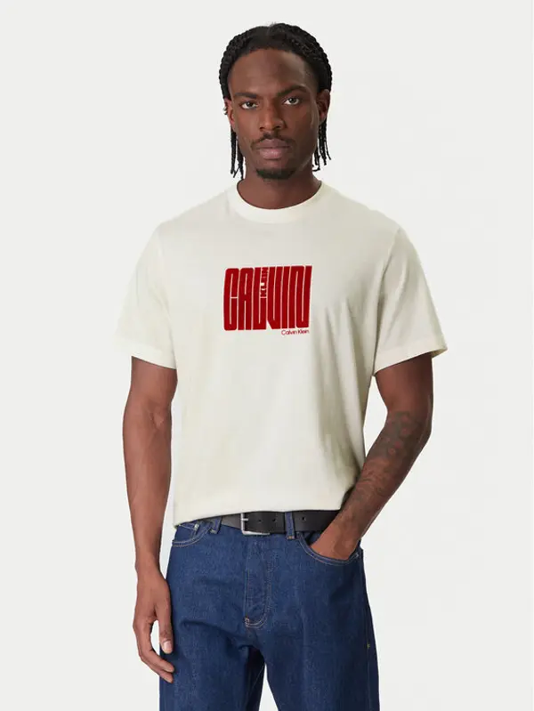 Calvin Klein Calvin Klein T-shirt Maze Graphic LV04RE832G Bijela Regular Fit