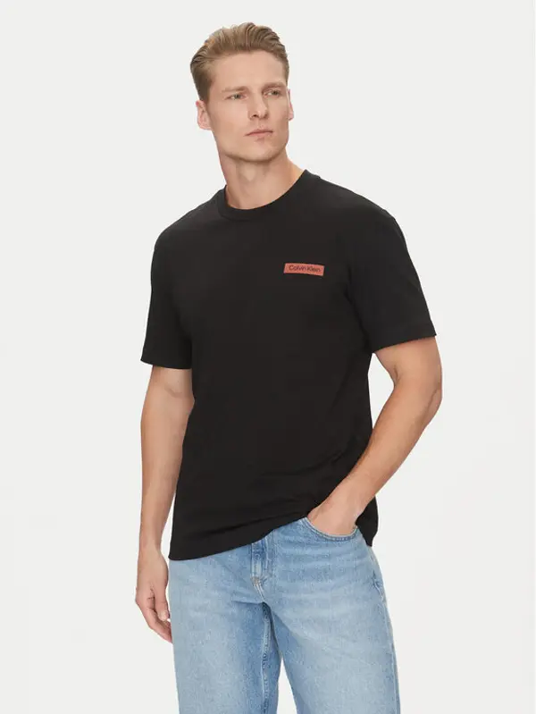 Calvin Klein Calvin Klein T-shirt Overlay Print K10K114158 Crna Regular Fit