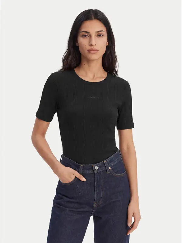 Calvin Klein Calvin Klein T-shirt Varigated LV044F211G Crna Slim Fit