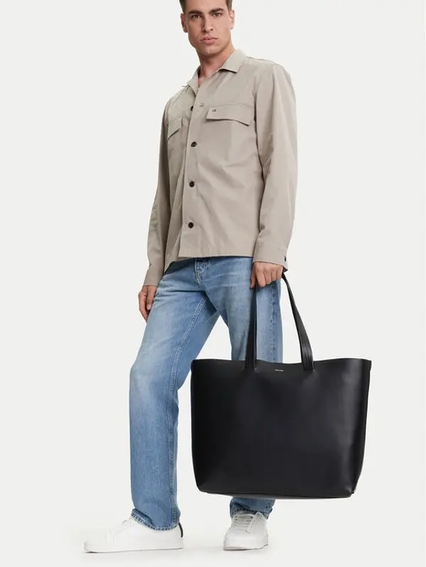 Calvin Klein Calvin Klein Torba Ck Premium Leather E/W Tote Xl K50K512894 Crna