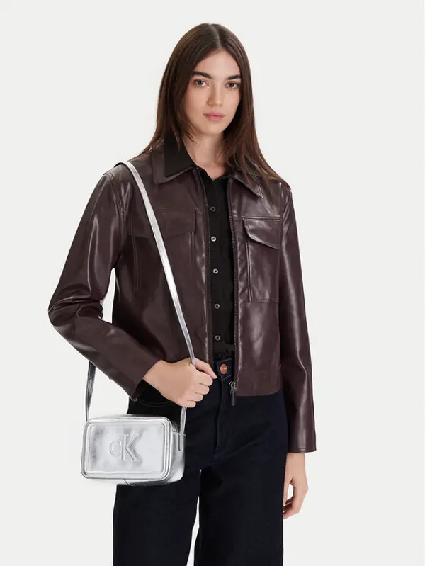 Calvin Klein Calvin Klein Torbica Bold Ck Metallic Camera Bag LV04F3331G Srebrna