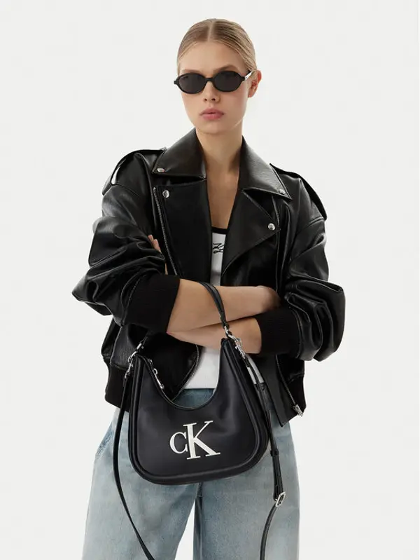 Calvin Klein Calvin Klein Torbica Bold Ck Small Crescent LV04F3561G Crna