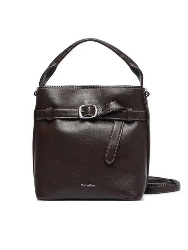 Calvin Klein Calvin Klein Torbica Buckle Mini Bucket Crossbody LV04F3550G Smeđa