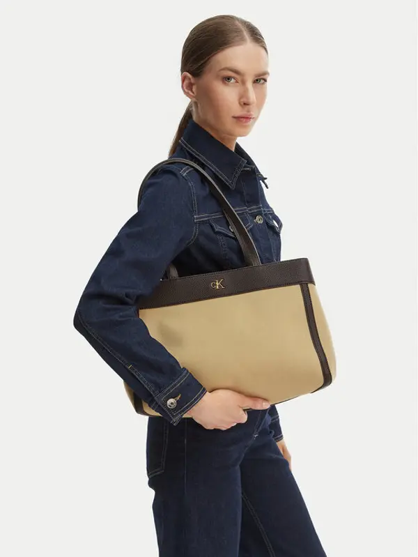 Calvin Klein Calvin Klein Torbica Ck Canvas Medium Tote LV04F3503G Bež