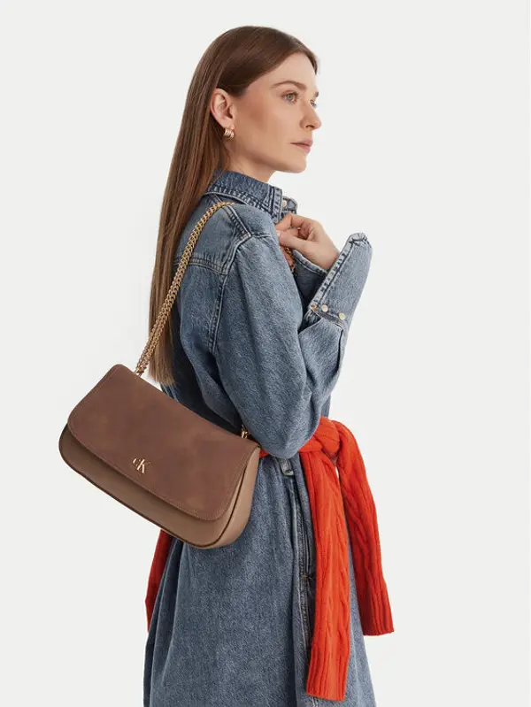 Calvin Klein Calvin Klein Torbica Ck Conv Chain Brushed Medium Bag LV04F3407G Bež