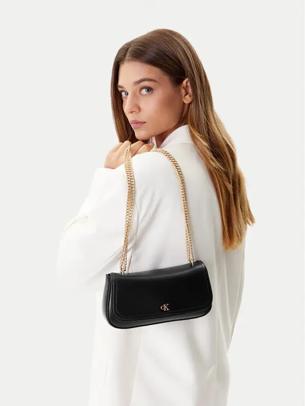 Calvin Klein Calvin Klein Torbica Ck Convertible Chain Medium Bag LV04F3171G Crna