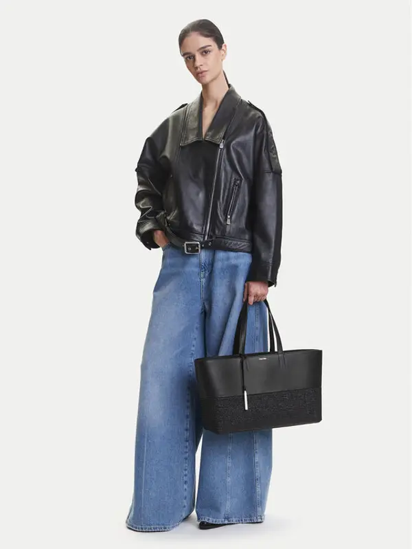 Calvin Klein Calvin Klein Torbica Ck Mixmedia Shopper_Raffia K60K613167 Crna