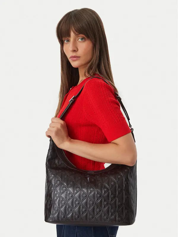 Calvin Klein Calvin Klein Torbica Emblem Aop Debossed Medium Shbag LV04F3875G Smeđa