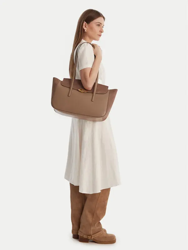 Calvin Klein Calvin Klein Torbica Hardware Brushed Flap Tote Bag LV04F3336G Bež