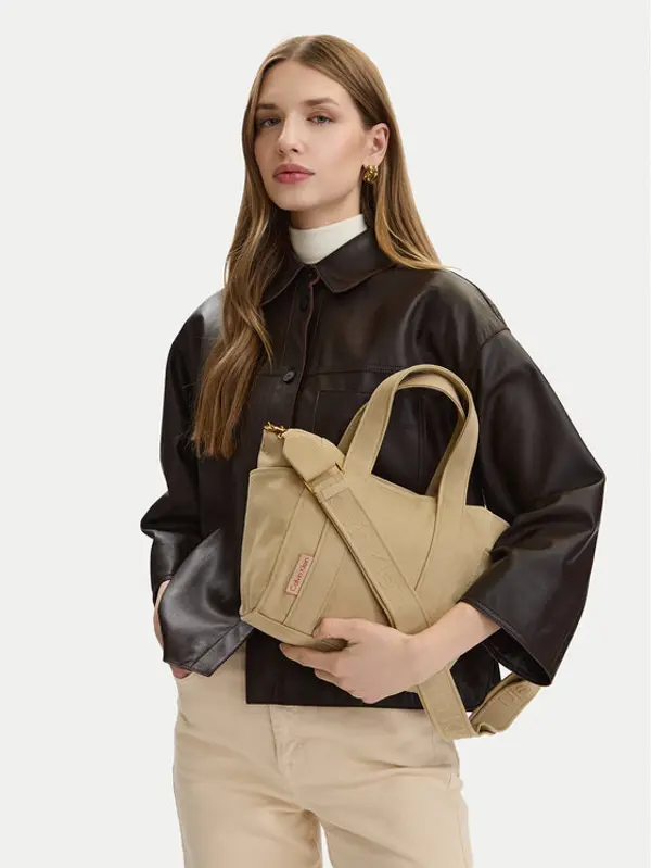 Calvin Klein Calvin Klein Torbica Webbing Strap Canvas Small Tote LV04F3384G Bež