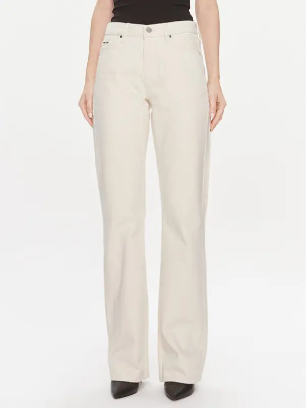 Calvin Klein Calvin Klein Traperice Mid Rise Relax Bootcut Ecru K20K206308 Bijela Slim Fit