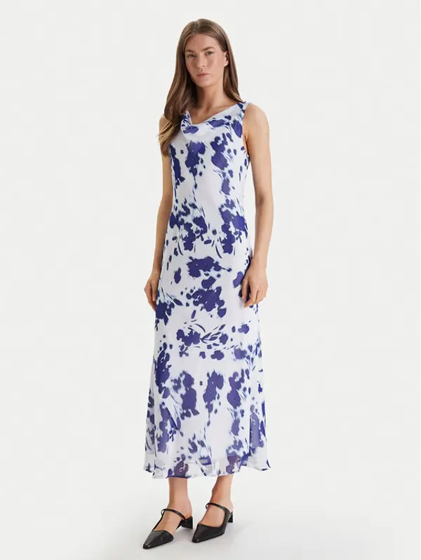 Calvin Klein Calvin Klein Večernja haljina Printed Chiffon Sl Cowl LV044F029G Bijela Regular Fit