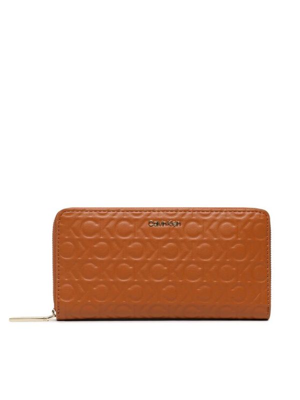 Calvin Klein Calvin Klein Veliki ženski novčanik Ck Must Z/A Wallet Lg Embossed K60K610253 Smeđa