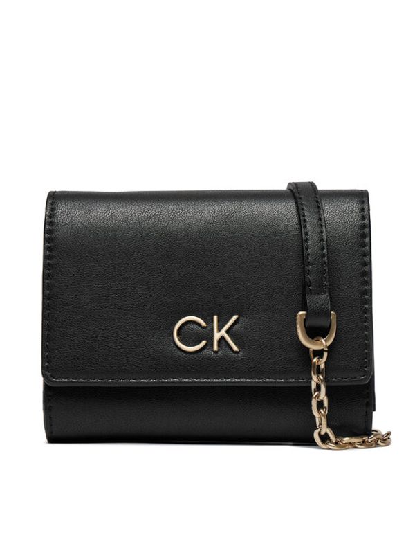 Calvin Klein Calvin Klein Veliki ženski novčanik Re-Lock Trifold Md W/Chain K60K611458 Crna