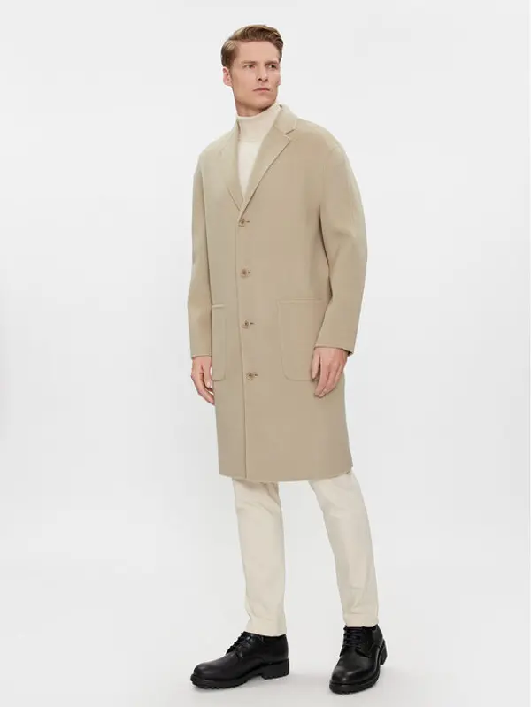 Calvin Klein Calvin Klein Vuneni kaput K10K111601 Bež Regular Fit