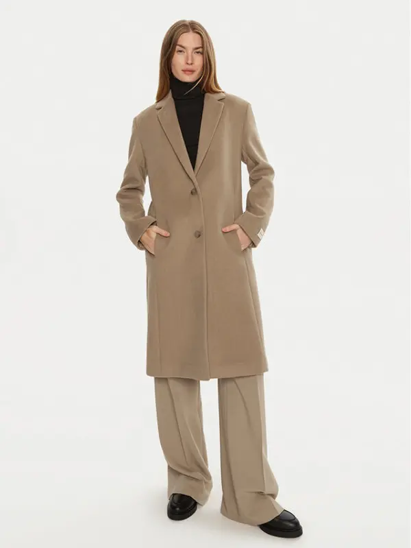 Calvin Klein Calvin Klein Vuneni kaput K20K207701 Bež Regular Fit