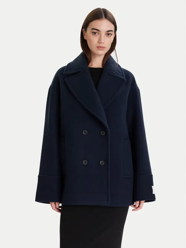 Calvin Klein Calvin Klein Vuneni kaput LV044D549G Tamnoplava Relaxed Fit