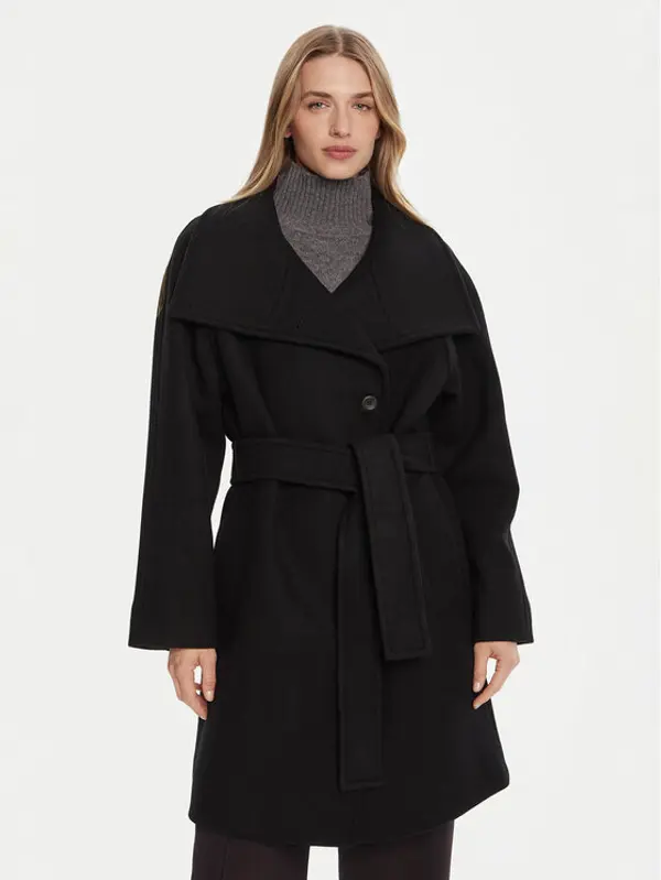 Calvin Klein Calvin Klein Vuneni kaput LV044D557G Crna Regular Fit